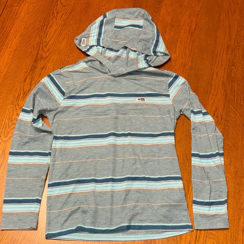 Salty Crew medium teal Blue Striped Kids Hoodie
